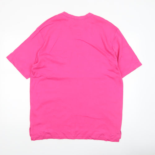 Zara Men's Pink XL Cotton Crew Neck Short Sleeve T-Shirt