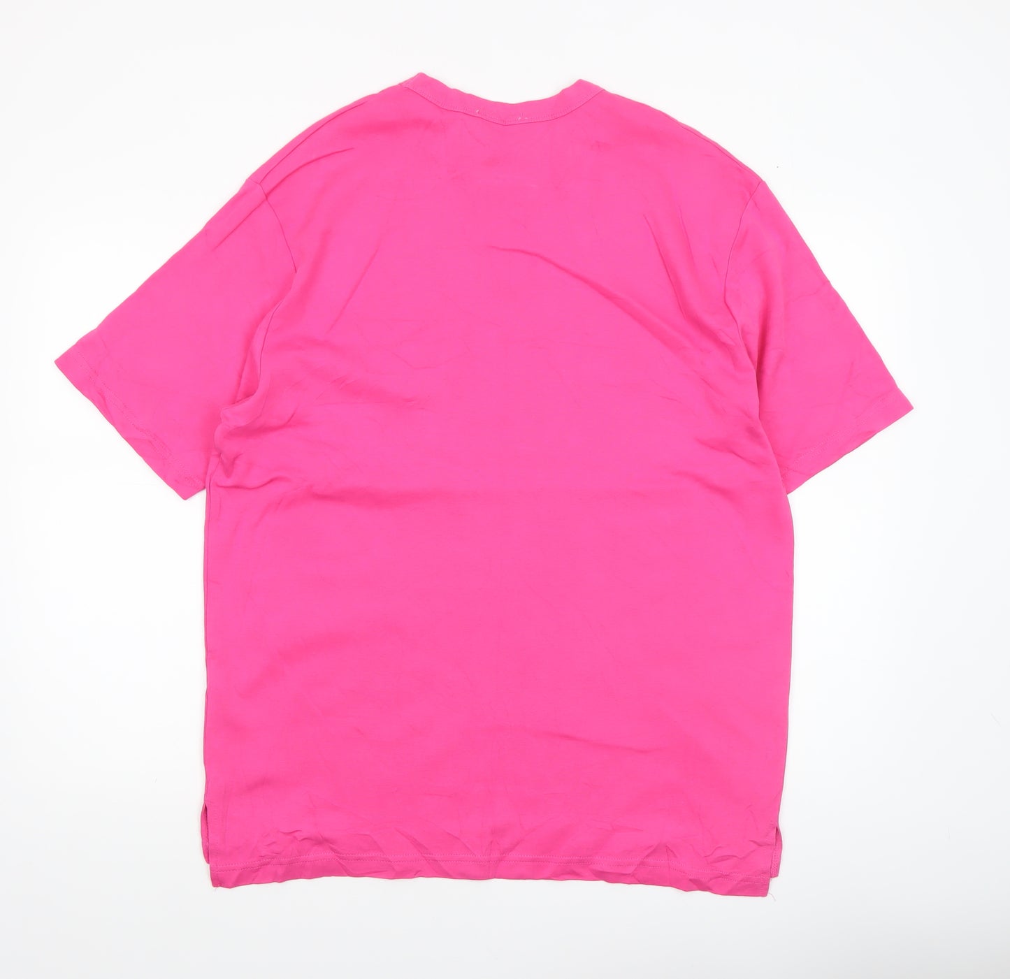 Zara Men's Pink XL Cotton Crew Neck Short Sleeve T-Shirt