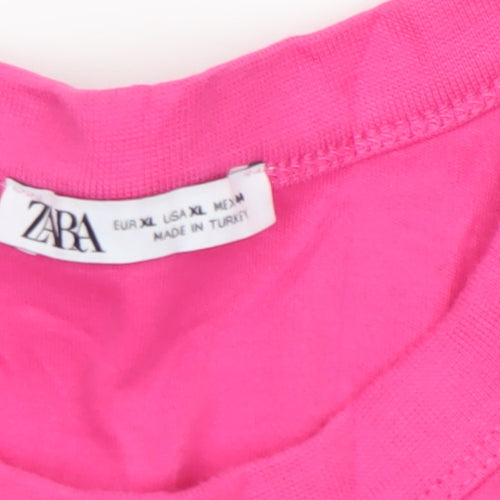 Zara Men's Pink XL Cotton Crew Neck Short Sleeve T-Shirt