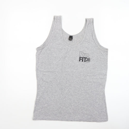 Anvil Women’s Grey Tank Top M Stretch Sleeveless Scoop Neck Sports Vest