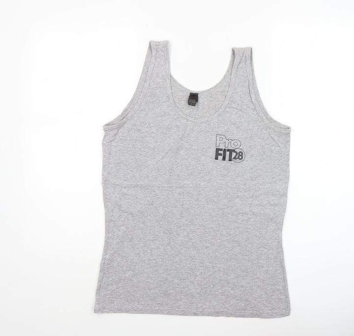 Anvil Women’s Grey Tank Top M Stretch Sleeveless Scoop Neck Sports Vest