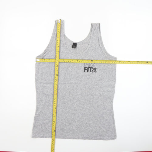 Anvil Women’s Grey Tank Top M Stretch Sleeveless Scoop Neck Sports Vest
