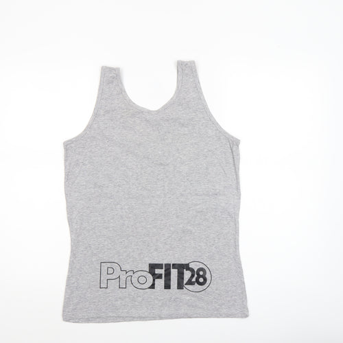 Anvil Women’s Grey Tank Top M Stretch Sleeveless Scoop Neck Sports Vest