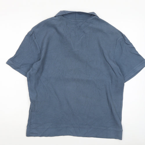 Zara Men's Blue Cotton Polo Shirt Size L Regular Fit