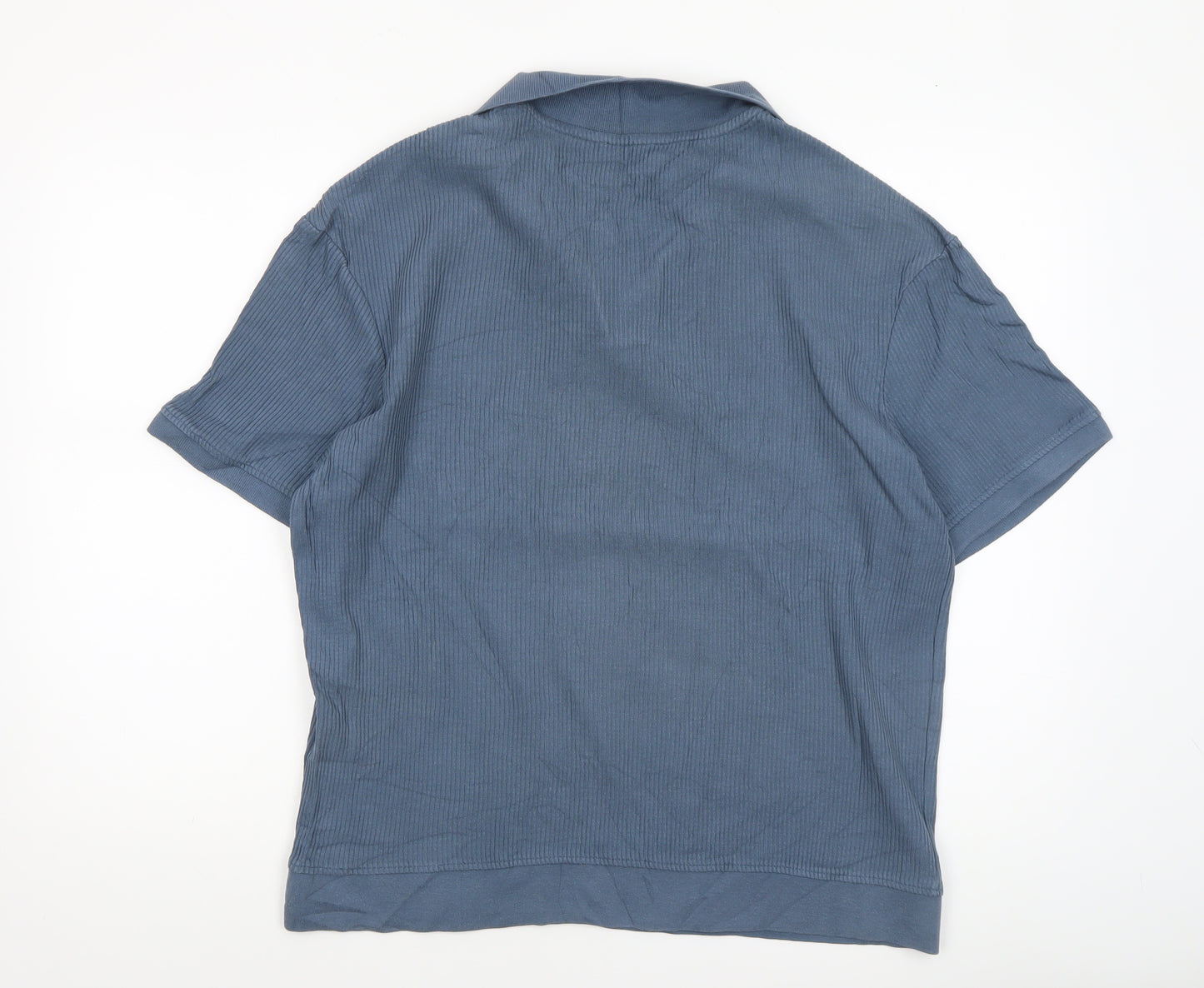Zara Men's Blue Cotton Polo Shirt Size L Regular Fit