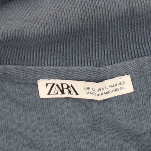 Zara Men's Blue Cotton Polo Shirt Size L Regular Fit