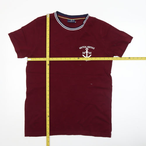 Marco Manzini Men's Red Nautical Heritage Crew Neck T-Shirt Size L