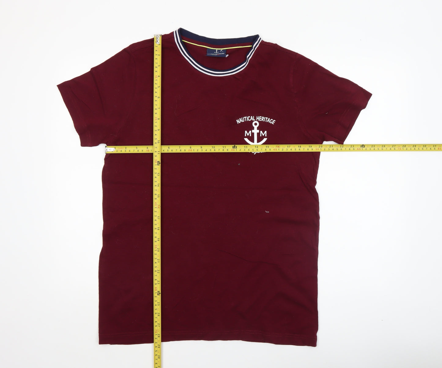 Marco Manzini Men's Red Nautical Heritage Crew Neck T-Shirt Size L