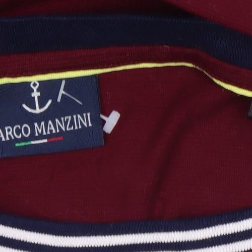 Marco Manzini Men's Red Nautical Heritage Crew Neck T-Shirt Size L