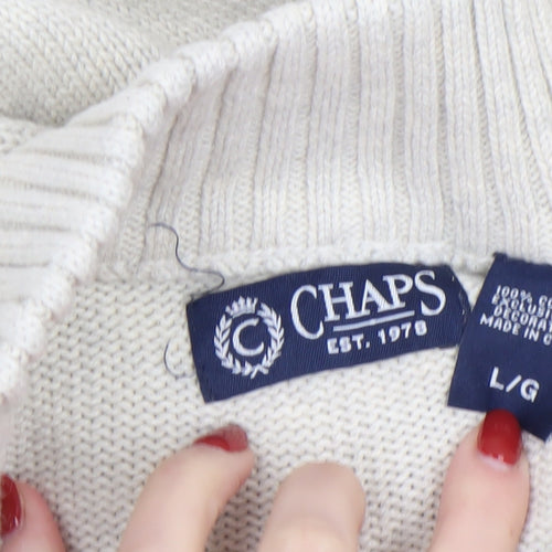 Chaps Men’s Beige Fair Isle Cotton Henley Jumper Size L