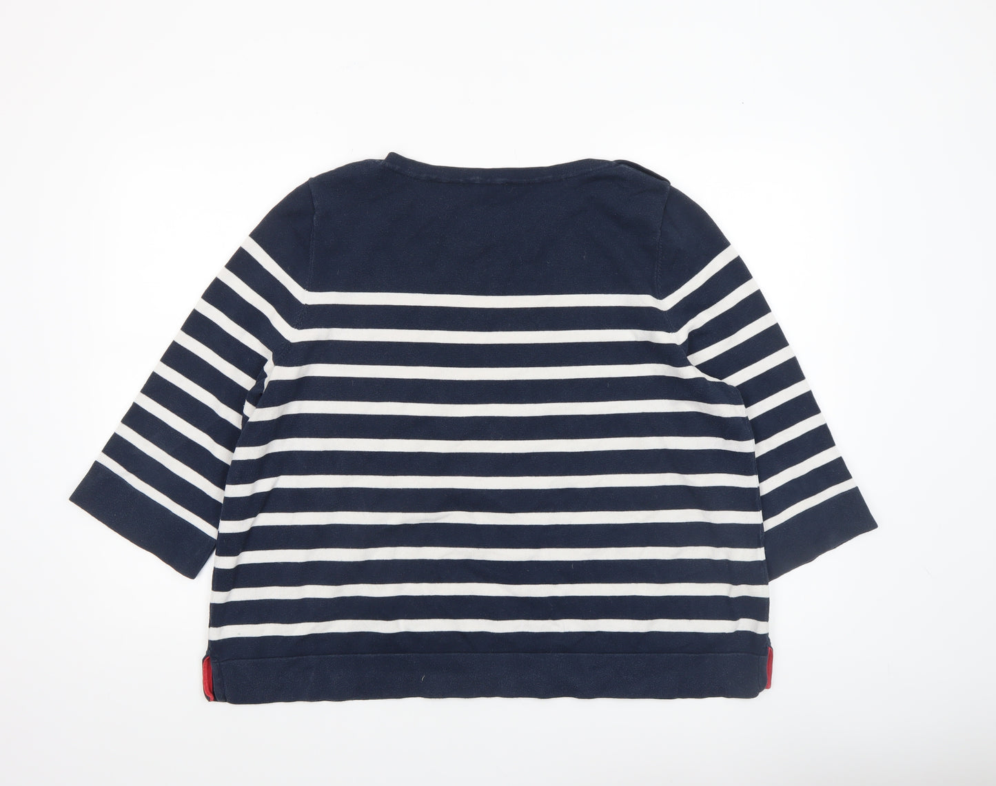 Laura Ashley Women’s Blue Striped 3/4 Sleeve Cotton Pullover Jumper UK 20