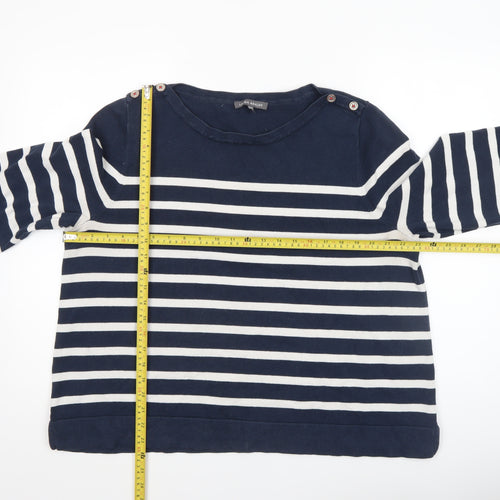Laura Ashley Women’s Blue Striped 3/4 Sleeve Cotton Pullover Jumper UK 20