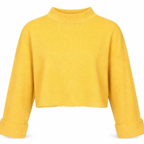 Zara Women Yellow Cropped Mock Neck Knit Top Size 8