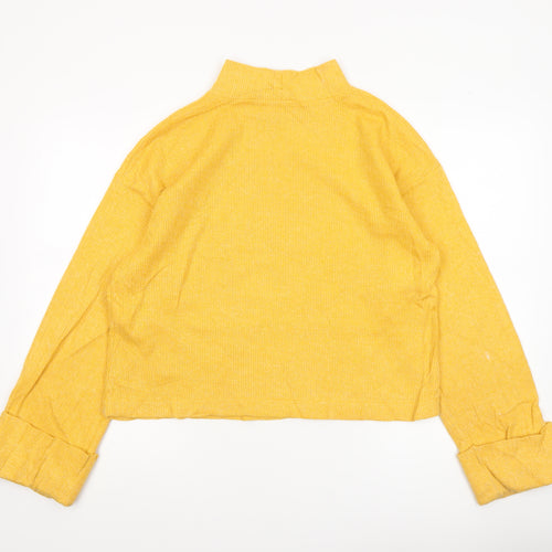 Zara Women Yellow Cropped Mock Neck Knit Top Size 8