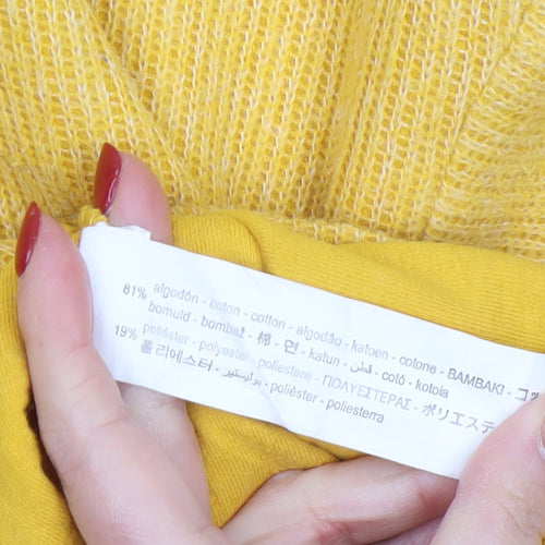 Zara Women Yellow Cropped Mock Neck Knit Top Size 8