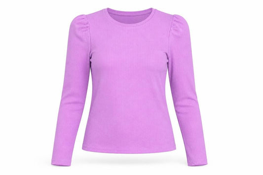 Front view of Vero Moda Women’s Purple Puff Sleeve Long Sleeve Knit Top, size S