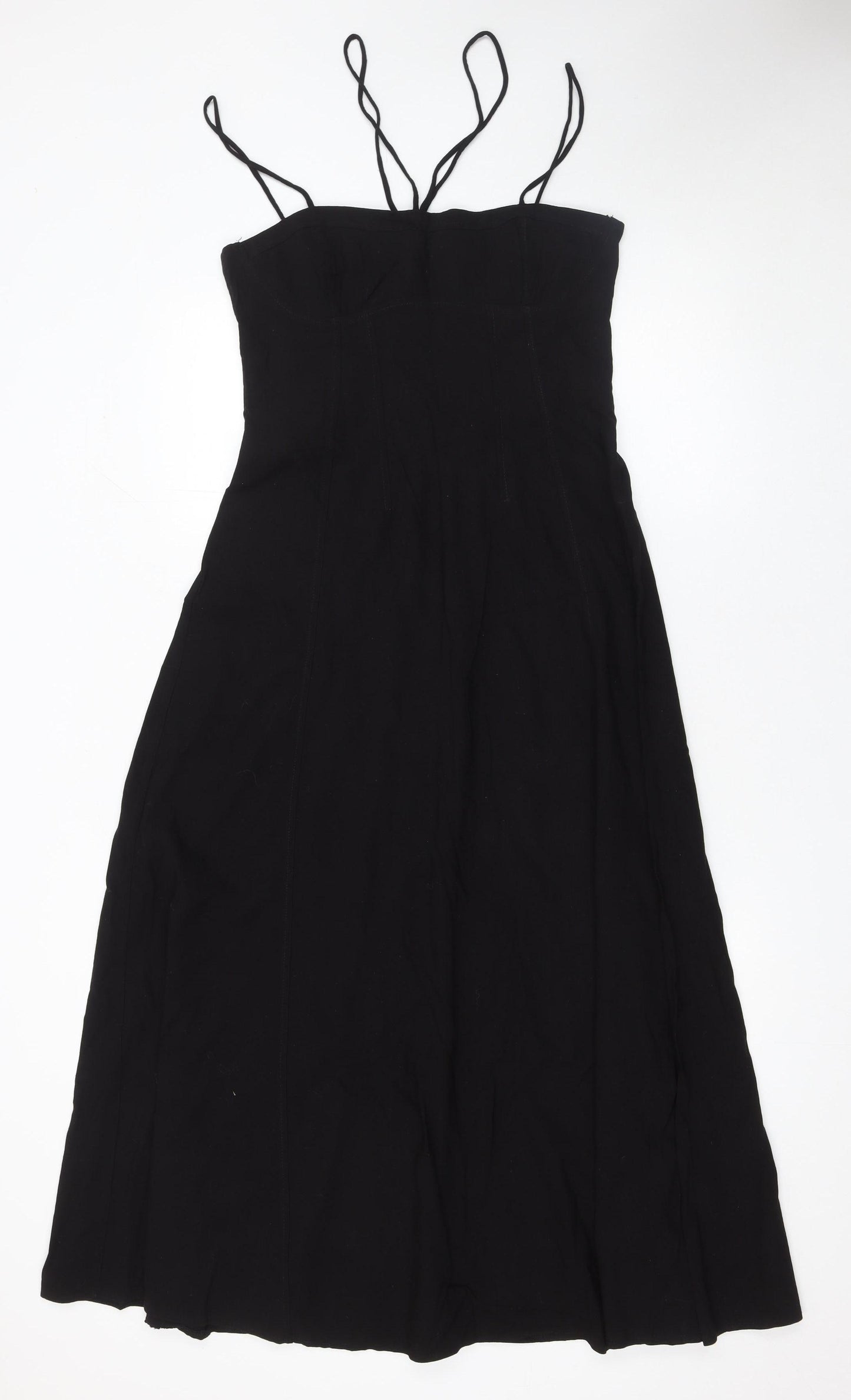 Zara Women Black Midi A-Line Strappy Dress Size M
