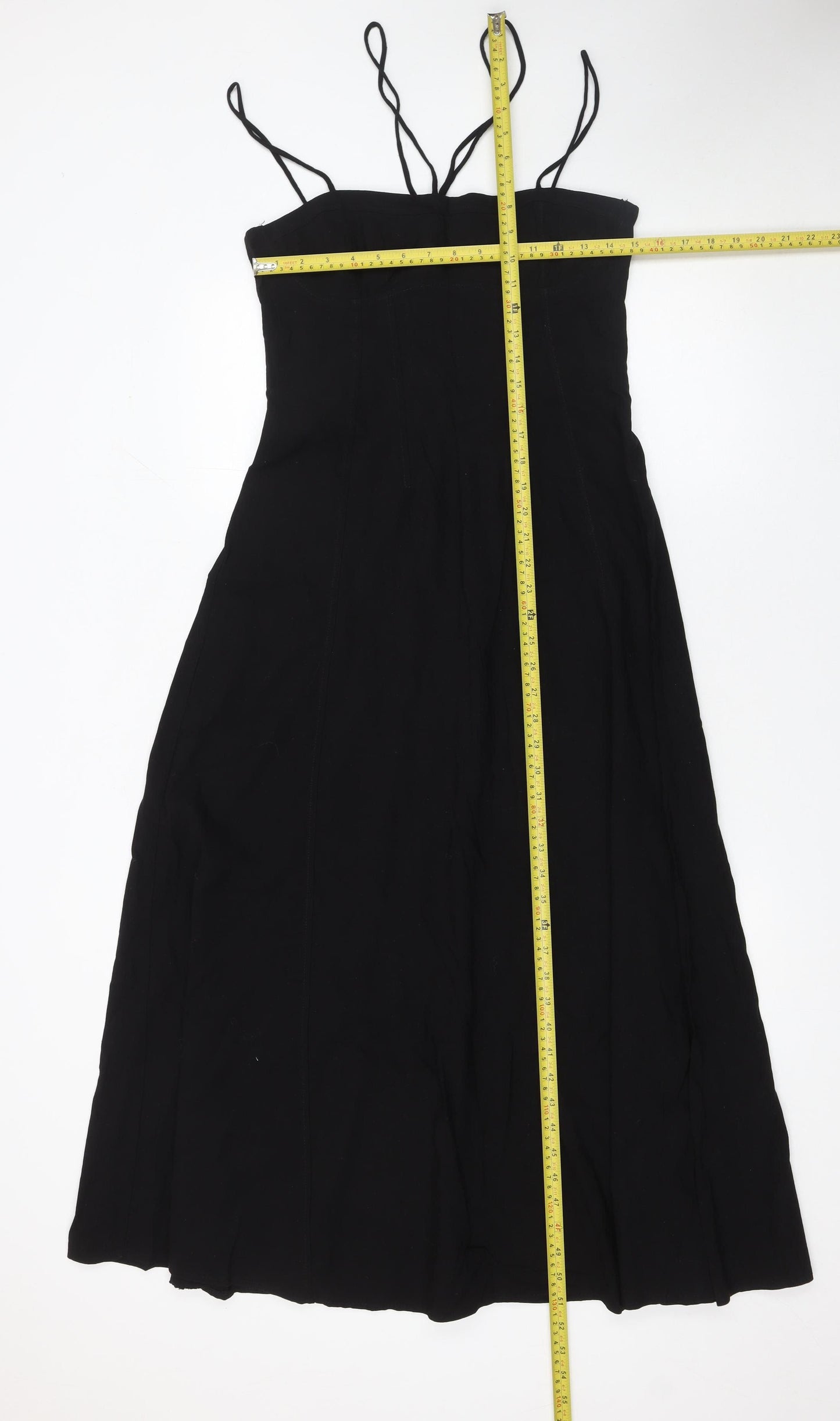 Zara Women Black Midi A-Line Strappy Dress Size M