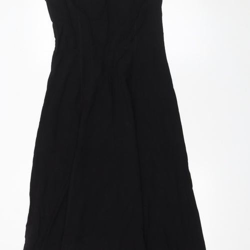 Zara Women Black Midi A-Line Strappy Dress Size M