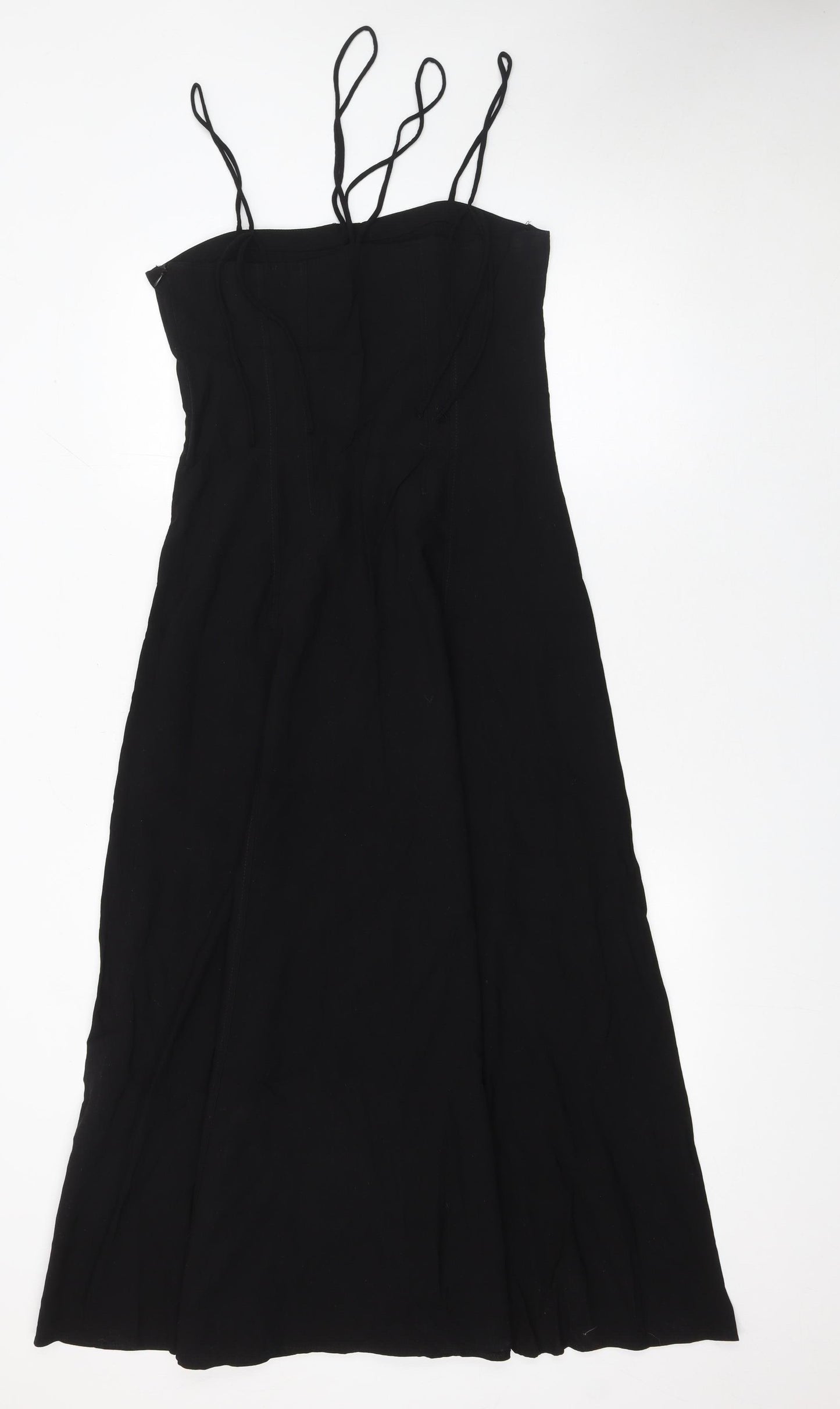 Zara Women Black Midi A-Line Strappy Dress Size M