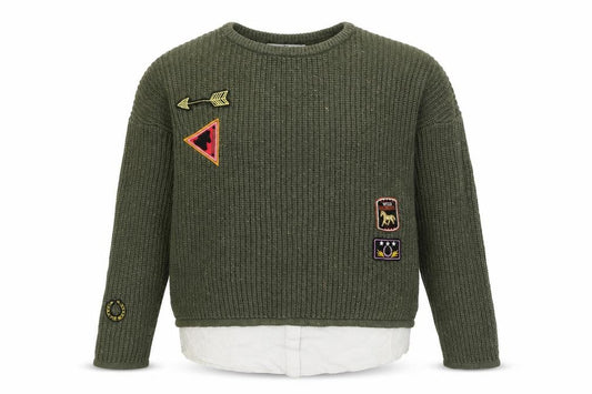 Front view of Marks & Spencer girls’ green patch knit jumper 11-12 years