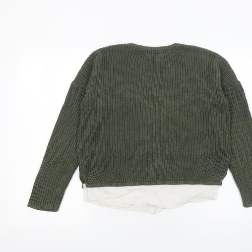 Marks and Spencer Girls Green Patch Knit Pullover Jumper 11-12 Years