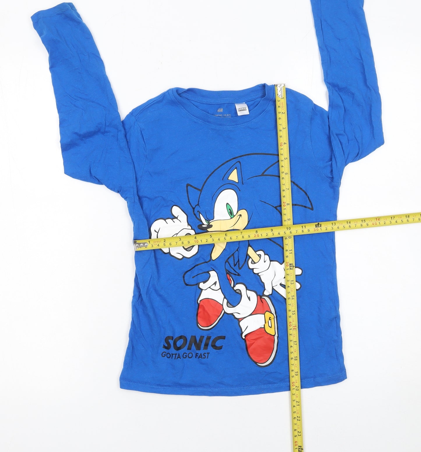 H&M Boys Blue Sonic the Hedgehog Long Sleeve T-Shirt 8-10 Years