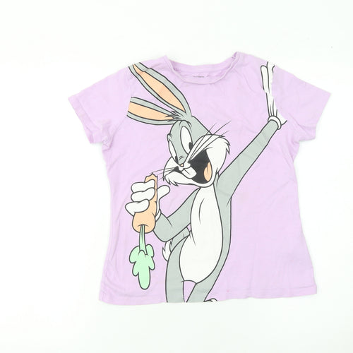 Looney Tunes Teens Purple Bugs Bunny T-Shirt Size 12 Cotton Casual