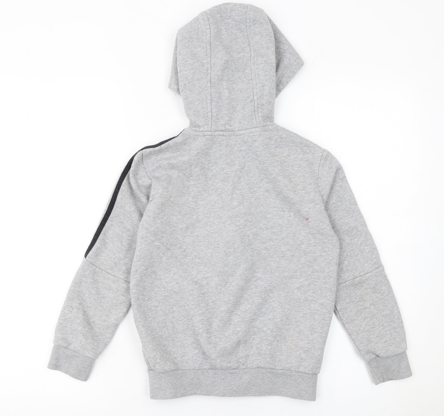Adidas Boys Grey Full Zip Hoodie 7-8 Years Regular Fit Hooded Sweatshirt
