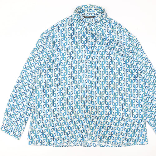 Dunnes Women’s Royal Blue Geometric Button-Up Shirt Size 12
