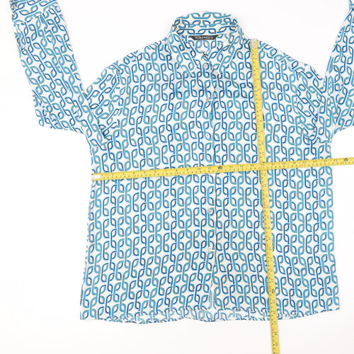 Dunnes Women’s Royal Blue Geometric Button-Up Shirt Size 12