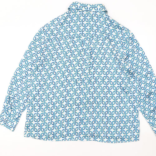 Dunnes Women’s Royal Blue Geometric Button-Up Shirt Size 12