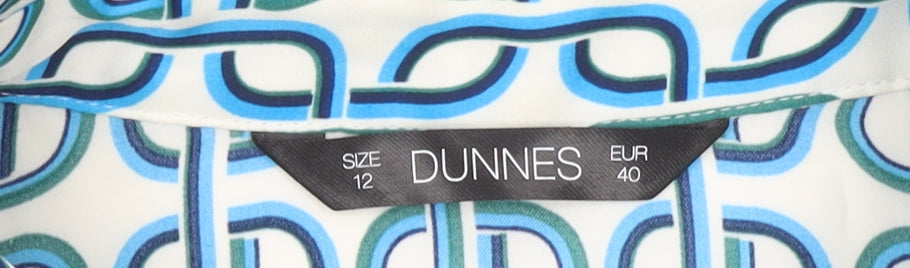 Dunnes Women’s Royal Blue Geometric Button-Up Shirt Size 12