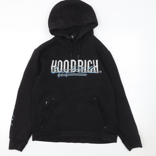 Hoodrich Men's Black Graphic Pullover Hoodie Size S Streetwear Style
