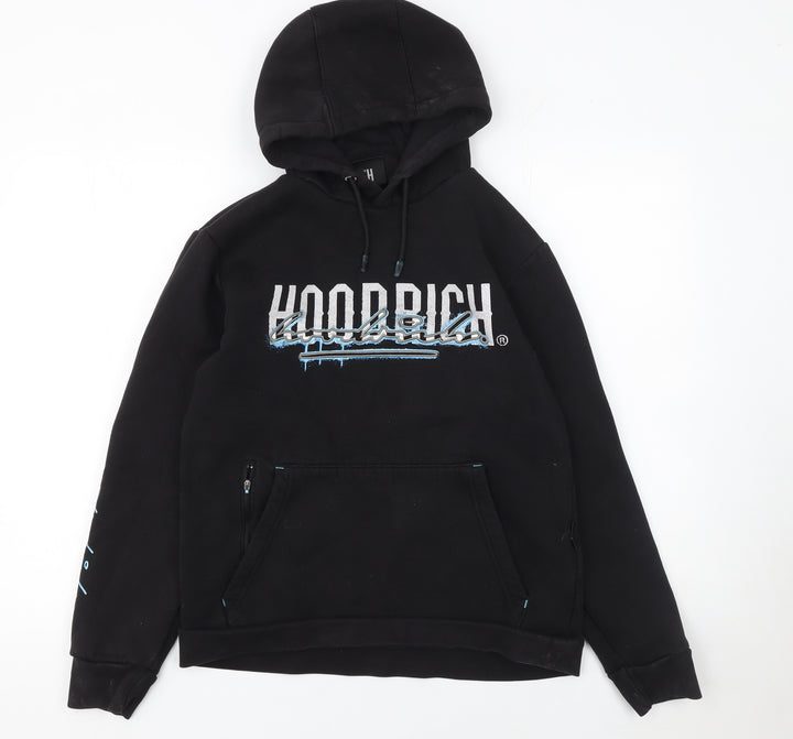 Hoodrich Men's Black Graphic Pullover Hoodie Size S Streetwear Style
