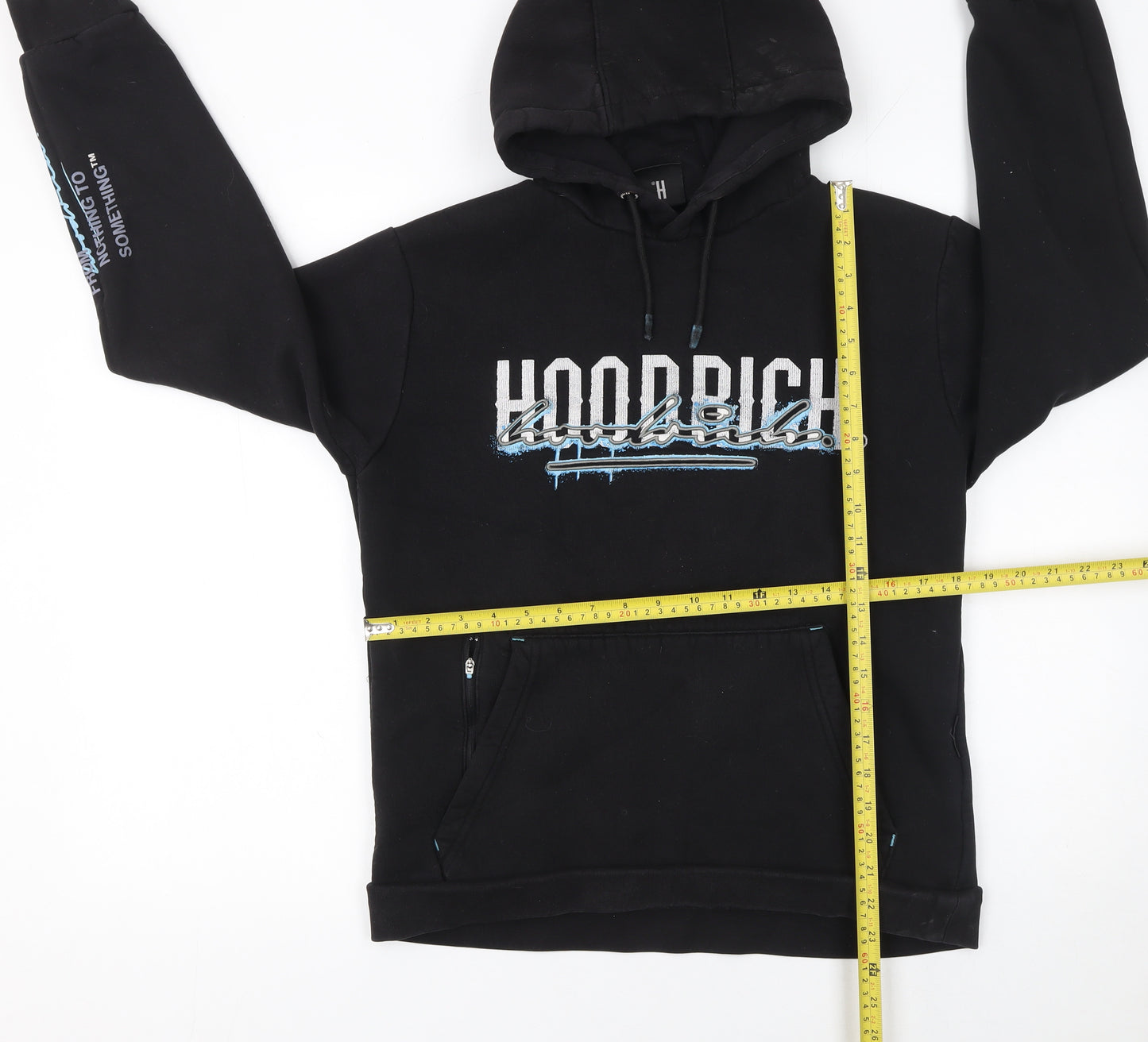 Hoodrich Men's Black Graphic Pullover Hoodie Size S Streetwear Style