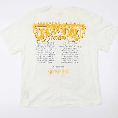 Bershka Men's White Graphic Music Band Tour T-Shirt Size S