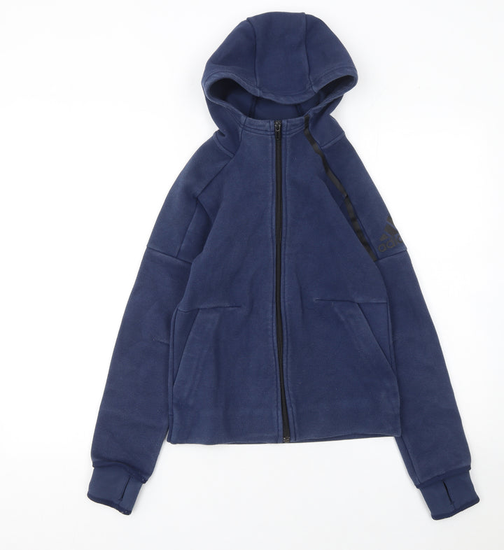 Adidas Boys Blue Full Zip Fleece Hoodie 11-12 Years