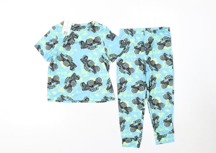 Originals Boys Blue Monster Truck Pyjama Set 4-5 Years Jersey Cotton
