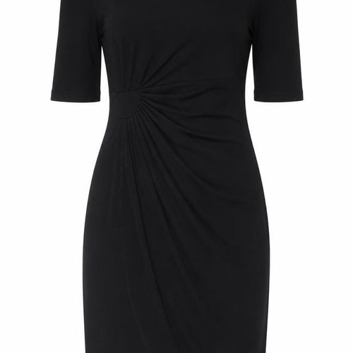 Connected Apparel Women’s Black Ruched Sheath Knee Length Dress Size 10