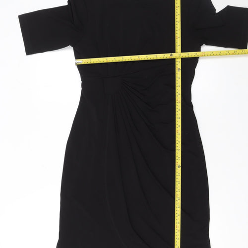 Connected Apparel Women’s Black Ruched Sheath Knee Length Dress Size 10