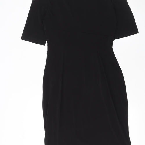 Connected Apparel Women’s Black Ruched Sheath Knee Length Dress Size 10