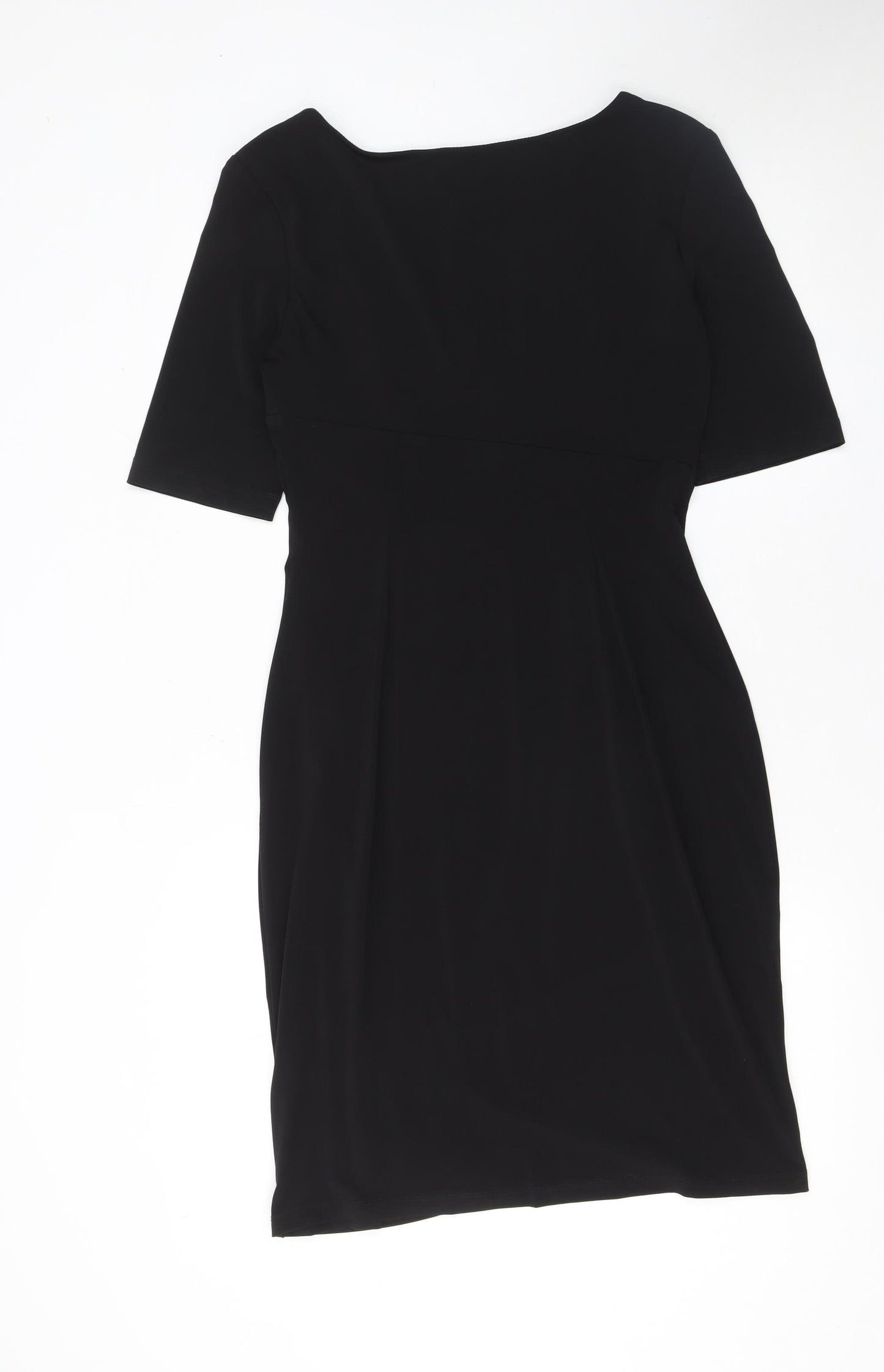 Connected Apparel Women’s Black Ruched Sheath Knee Length Dress Size 10