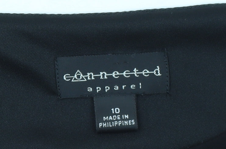 Connected Apparel Women’s Black Ruched Sheath Knee Length Dress Size 10