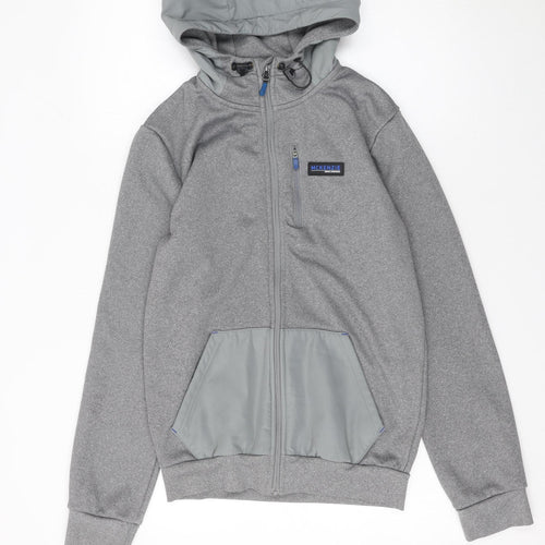 McKenzie Men Grey Full Zip Fleece Hoodie Size S Regular Fit