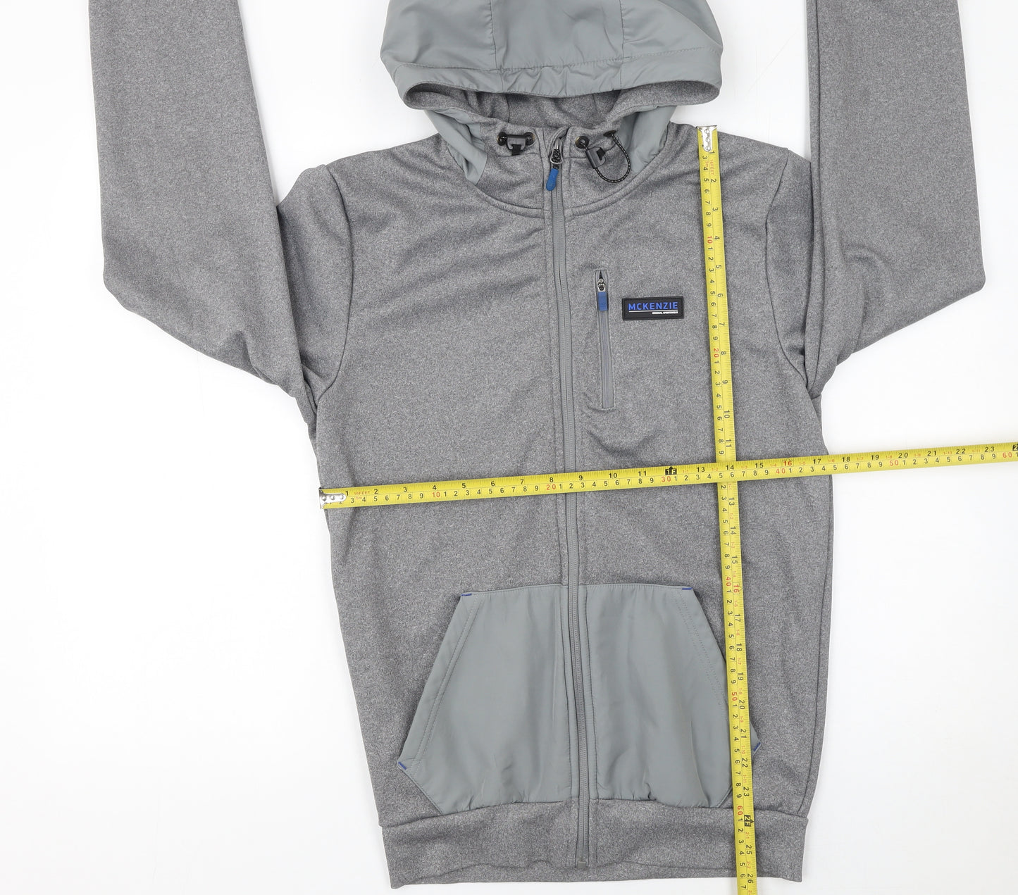 McKenzie Men Grey Full Zip Fleece Hoodie Size S Regular Fit