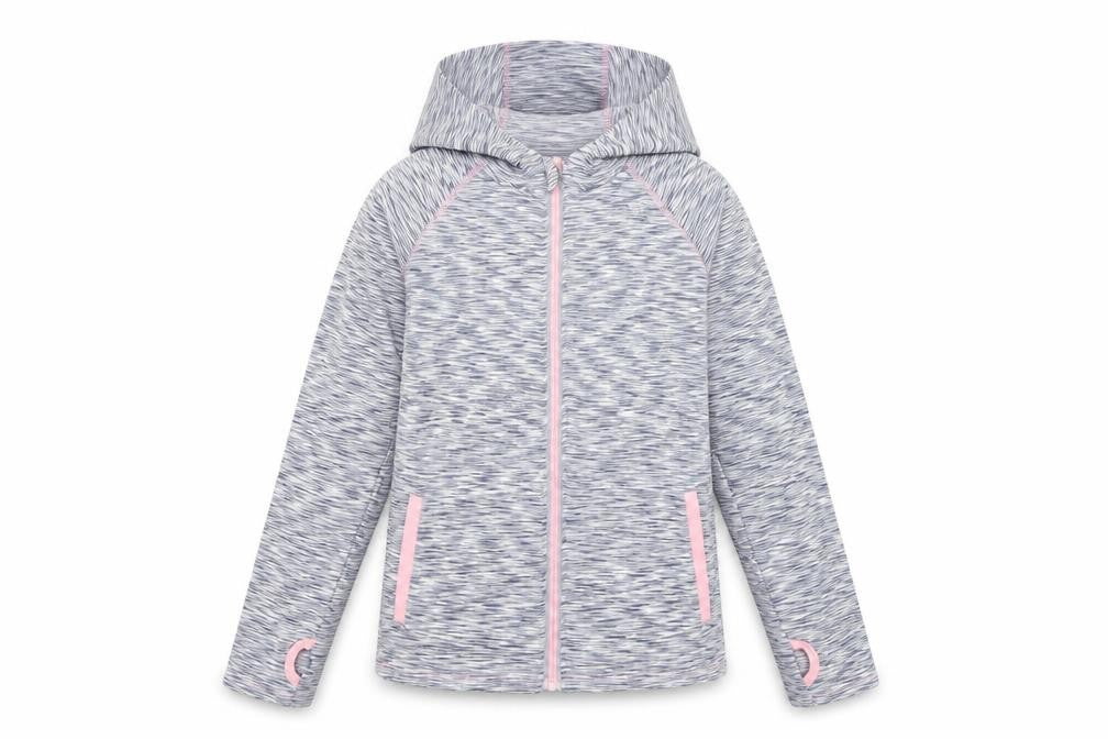 Front view of Young Dimensions girls’ grey full zip active hoodie 12-13 years
