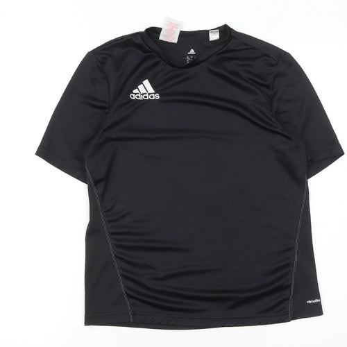 Adidas Boys Black 13-14 Years Climalite Short Sleeve Athletic T-Shirt