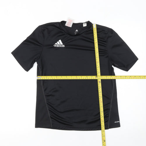 Adidas Boys Black 13-14 Years Climalite Short Sleeve Athletic T-Shirt