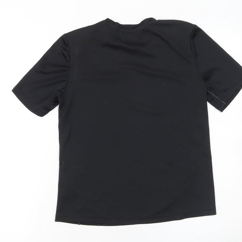 Adidas Boys Black 13-14 Years Climalite Short Sleeve Athletic T-Shirt